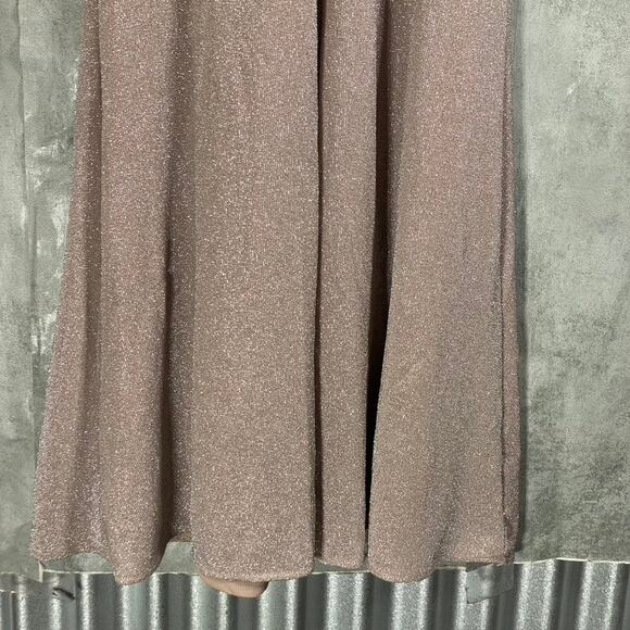 AQUA FORMAL Women's Blush Twist-Front Metallic V-Neck Long-Sleeve Gown SZ 2 - Picture 10 of 13